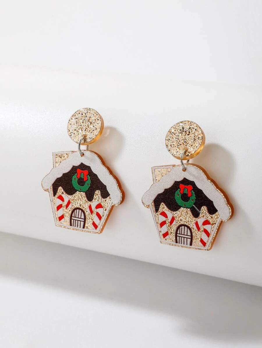 Christmas House Drop Earrings - Multicolor - View 1