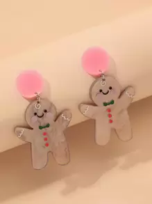 Christmas Gingerbread Drop Earrings - Multicolor - View 1