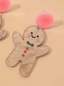 Christmas Gingerbread Drop Earrings - Multicolor - View 2