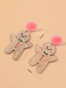 Christmas Gingerbread Drop Earrings - Multicolor - View 3