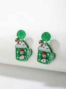 Christmas Cup Decor Drop Earrings - Multicolor - View 1