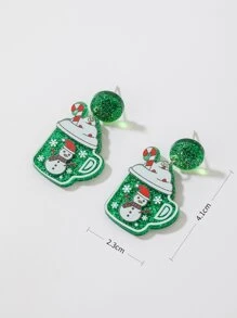 Christmas Cup Decor Drop Earrings - Multicolor - View 3
