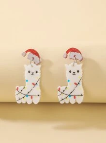 Christmas Hat Decor Alpaca Drop Earrings - Multicolor - View 1