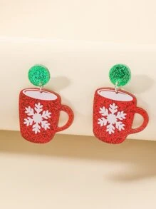 Andkiss Christmas Cup Decor Drop Earrings - Multicolor - View 1