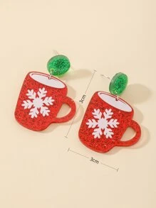 Andkiss Christmas Cup Decor Drop Earrings - Multicolor - View 3