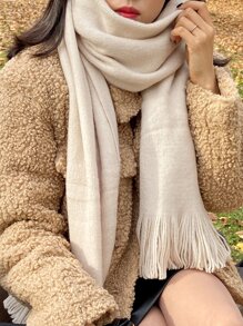 DAZY Pañuelo ribete con fleco - Blanco - Ver 2