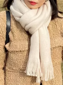 DAZY Pañuelo ribete con fleco - Blanco - Ver 7