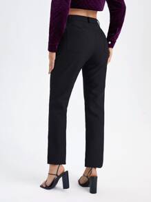 House of Dani.B Solid Straight Leg Pants - Black - View 2