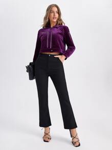 House of Dani.B Solid Straight Leg Pants - Black - View 3