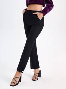 House of Dani.B Solid Straight Leg Pants - Black - View 6