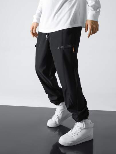 Men Drawstring Waist Jogger Pants