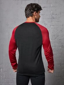 Manfinity Men Letter Patched Raglan Sleeve Tee - Multicolor - View 2