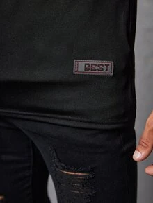 Manfinity Men Letter Patched Raglan Sleeve Tee - Multicolor - View 5