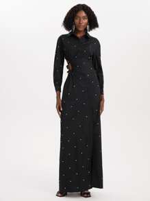 CAMILLE JUGE 水鑽腰部鏤空襯衫洋裝 - 黑色 - 查看 5