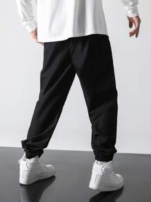 Manfinity Homme Lỏng lẻo phù hợp Nam Eo dây rút Quần - màu đen - Xem 2