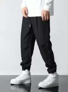 Manfinity Homme Lỏng lẻo phù hợp Nam Eo dây rút Quần - màu đen - Xem 3