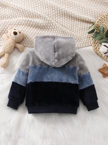 Baby Colour Block Teddy Hoodie - Multicolor - View 2