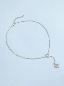 Rhinestone Star Charm Y Lariat Necklace - Silver - View 2