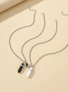 2 cái Cặp Đôi Vòng Cổ Quyến Rũ Hình Học Từ Tính - Đen và trắng - Xem 4