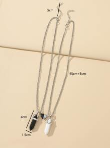 2 cái Cặp Đôi Vòng Cổ Quyến Rũ Hình Học Từ Tính - Đen và trắng - Xem 3