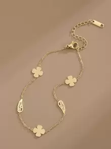 1 szt. Bransoletka ze skrzydłami i kwiatami, biżuteria ze stali nierdzewnej, walentynki, mama, matka, dzień matki, prezent - Żółte złoto - Zobacz 2