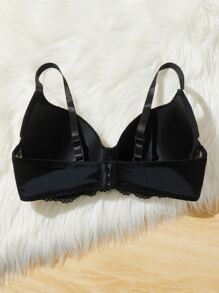 Plus Lace Panel Push Up Bra - Multicolor - View 2