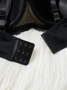 Plus Lace Panel Push Up Bra - Multicolor - View 3