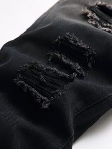 Men Two Tone Ripped Jeans - Black - View 3