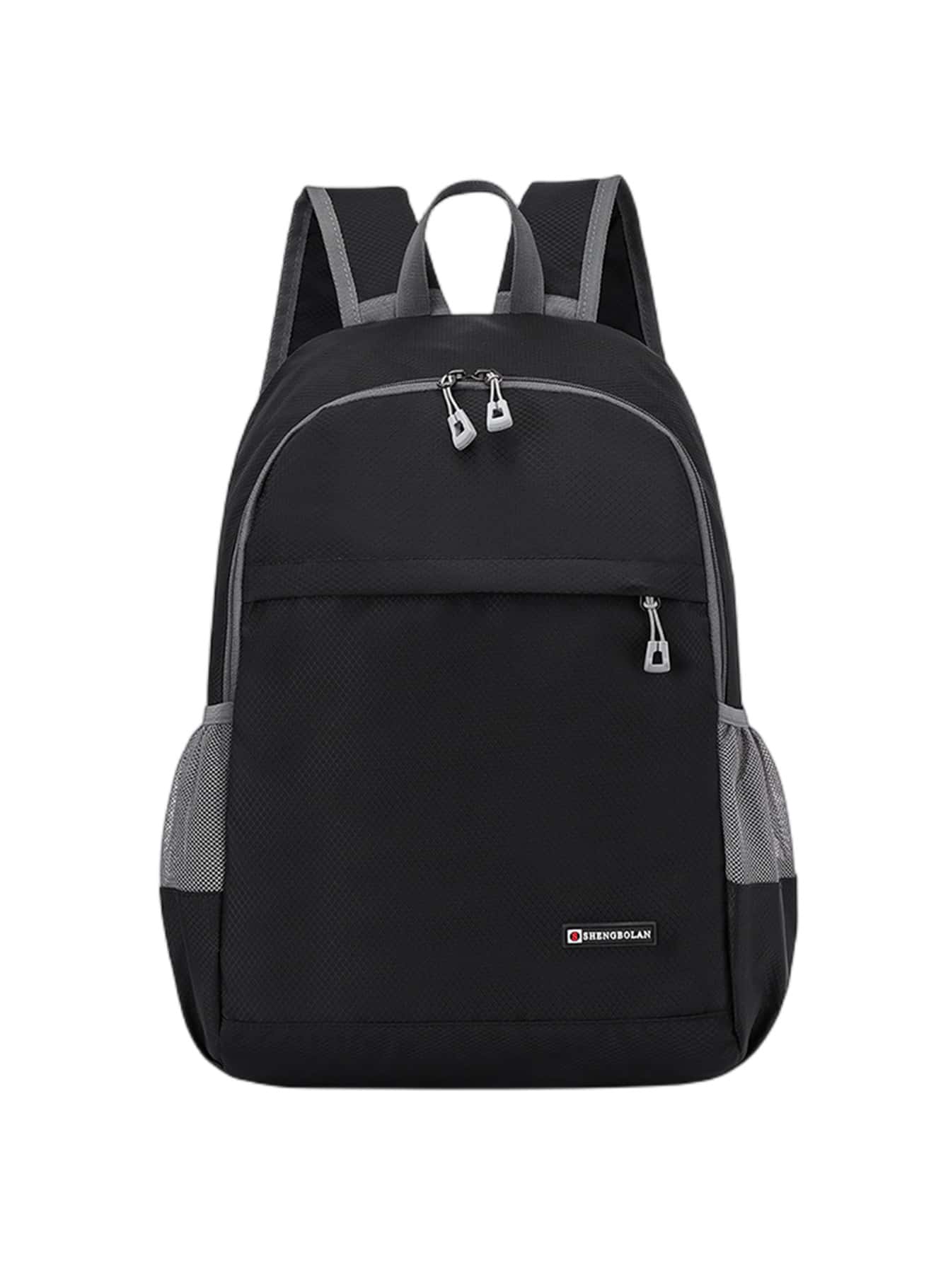 Kids Letter Graphic Functional Backpack - Black - View 1