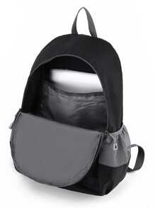 Kids Letter Graphic Functional Backpack - Black - View 3