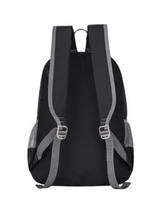 Kids Letter Graphic Functional Backpack - Black - View 4