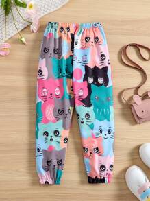 Toddler Girls Cartoon Graphic Joggers - Multicolor - View 2