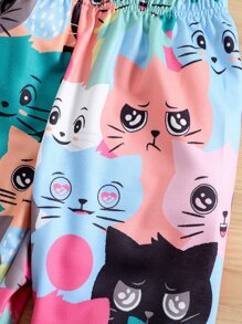 Toddler Girls Cartoon Graphic Joggers - Multicolor - View 3