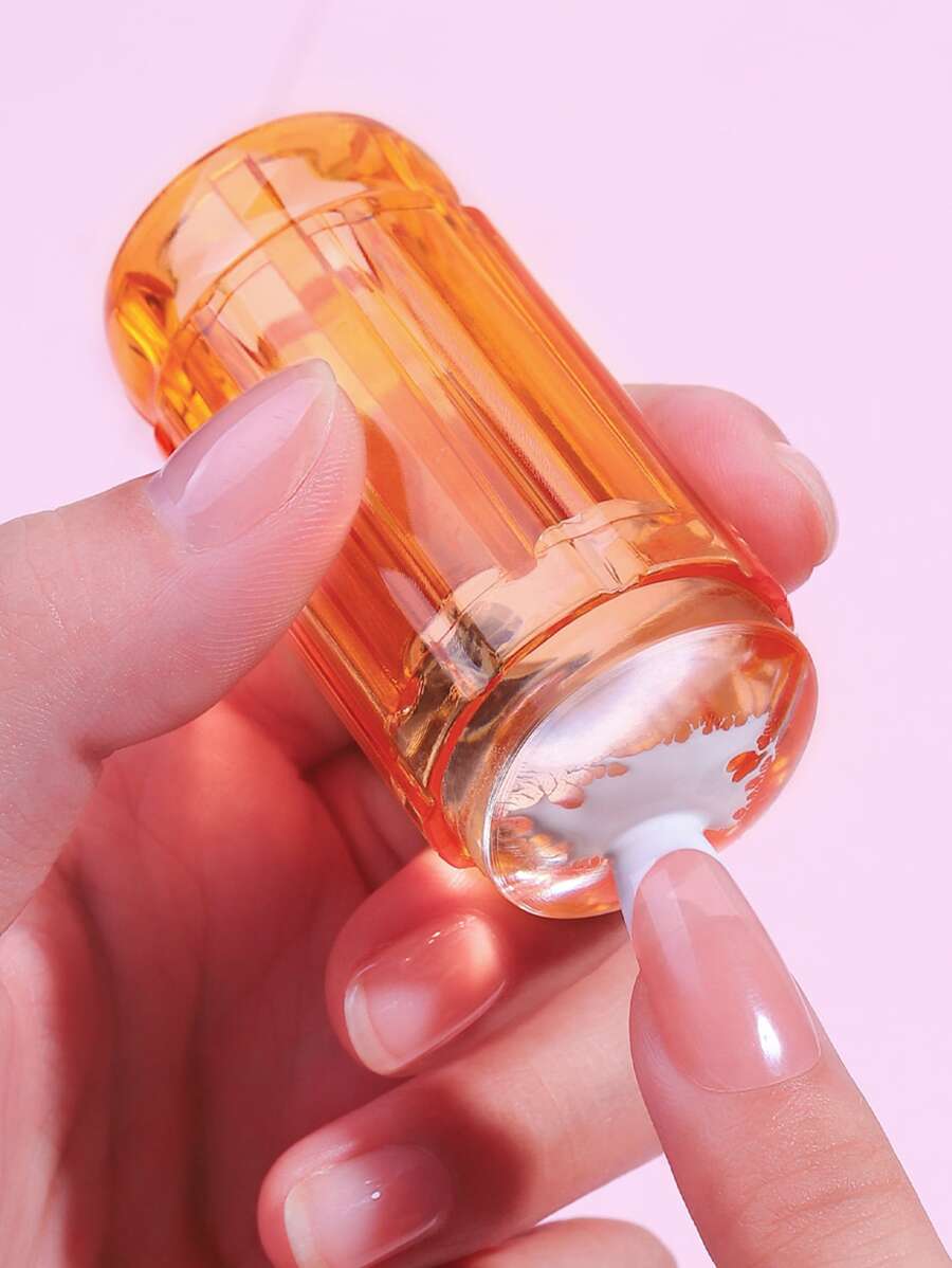 2入組指甲藝術矽膠法式印花印章刮板套裝，包括大號透明刮板，凝膠圖案轉印工具適用於指甲設計