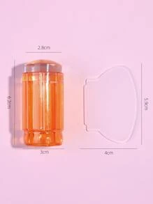 2入組指甲藝術矽膠法式印花印章刮板套裝，包括大號透明刮板，凝膠圖案轉印工具適用於指甲設計 - 亮橙色 - 查看 4