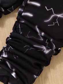 SHEIN Bộ thời trang bé trai Lá thư Khủng long Giải trí - màu đen - Xem 4