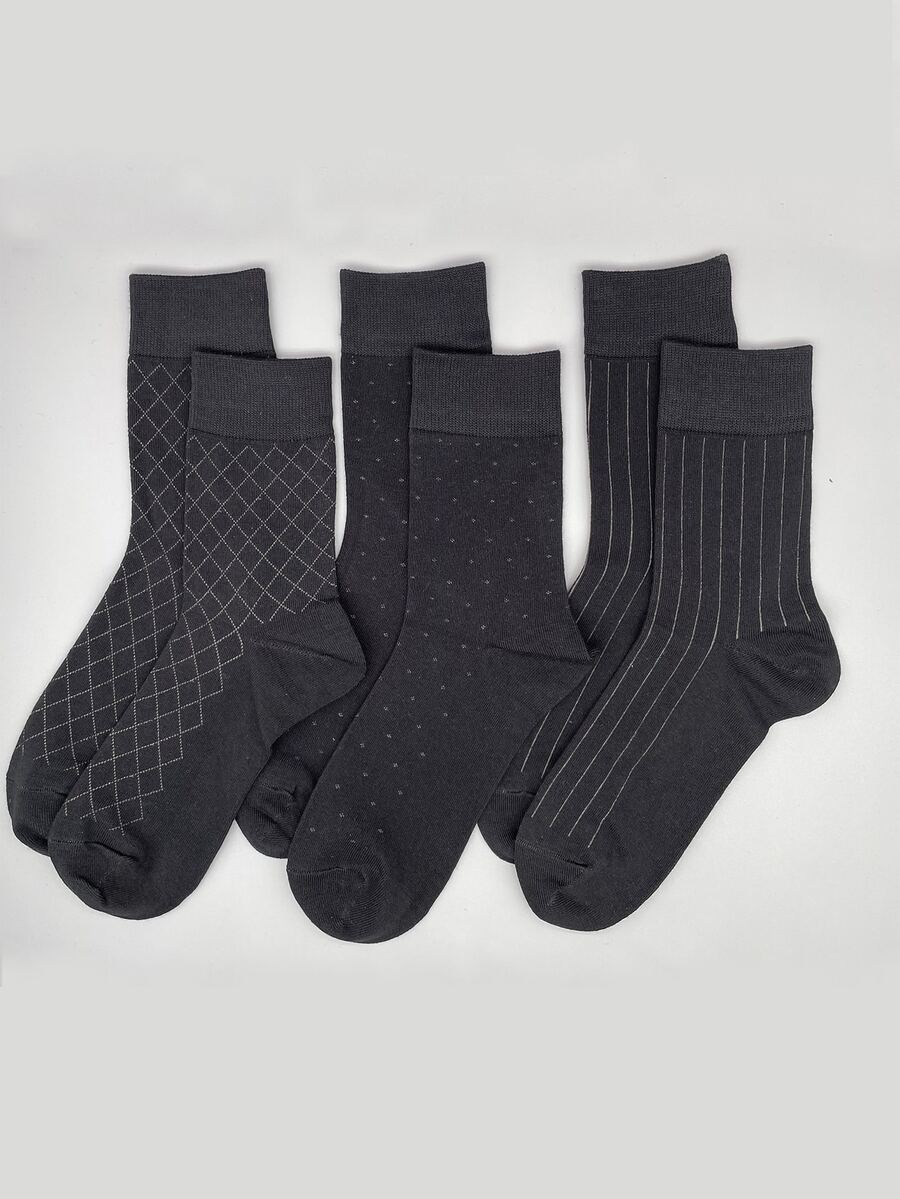 3 cặp nam Vớ kẻ sọc & sọc kẻ sọc - màu đen - Xem 1