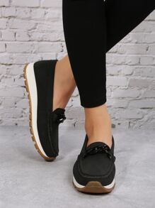 Giày bệt Nữ Chuỗi màu trơn Đúng mốt - màu đen - Xem 5