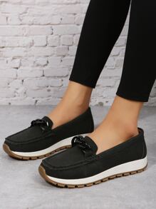 Giày bệt Nữ Chuỗi màu trơn Đúng mốt - màu đen - Xem 3