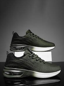 Men Letter Patch Decor Lace-up Front Running Shoes - Green - View 3