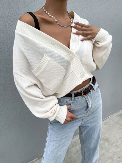 Cazadora con doble bolsillo de hombros caídos