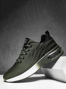 Men Letter Patch Decor Lace-up Front Running Shoes - Green - View 5