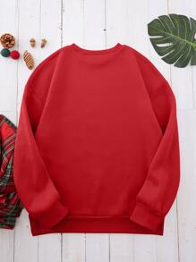 Cartoon Graphic Thermal Lined Sweatshirt - Red - View 2