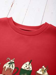 Cartoon Graphic Thermal Lined Sweatshirt - Red - View 3