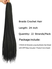 1 paquete Cabello trenzado a ganchillo, cabello trenzado a ganchillo con caja mediana, cabello trenzado a ganchillo con caja de diosa - Negro - Ver 7