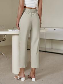Sollinarry Solid Belted Trousers - Beige - View 2
