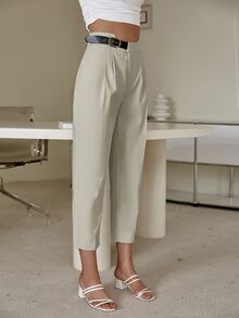 Sollinarry Solid Belted Trousers - Beige - View 5