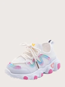 Toddler Girls Lace-up Front Knit Sneakers - White - View 1