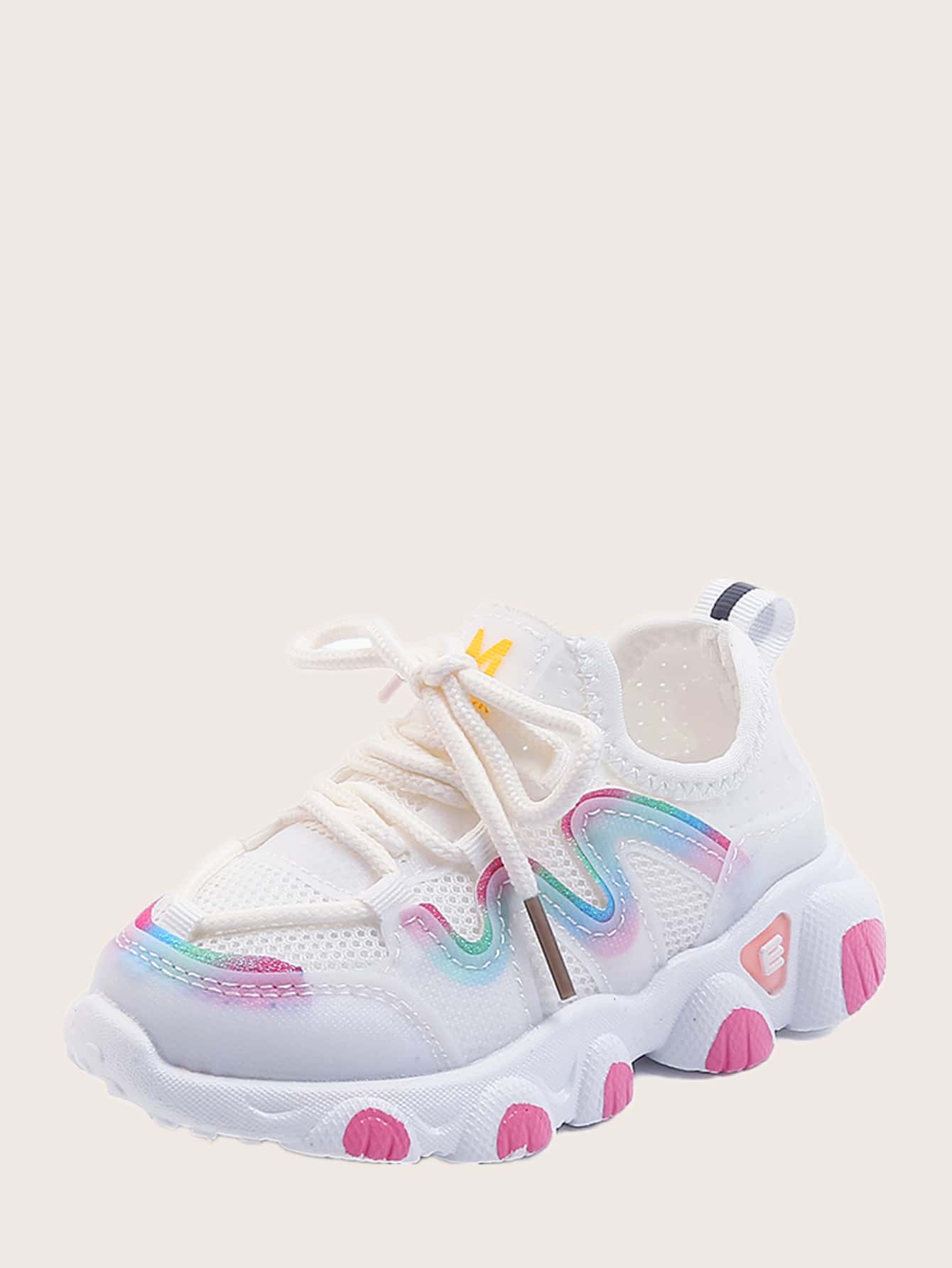 Toddler Girls Lace-up Front Knit Sneakers - White - View 1