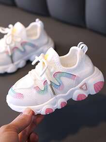 Toddler Girls Lace-up Front Knit Sneakers - White - View 2
